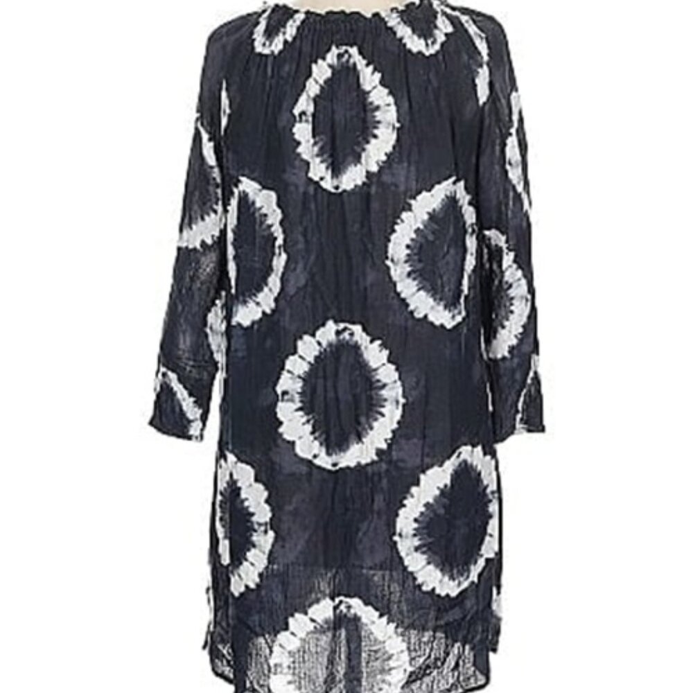 MICHAEL KORS Navy/White On/Off Shoulder Cotton Tie Dye Dress w/Belt  NWT $140 - Picture 14 of 16